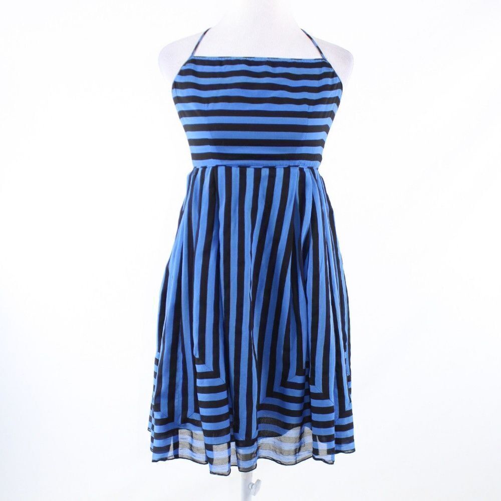 Anthropologie blue cotton halter dress 0